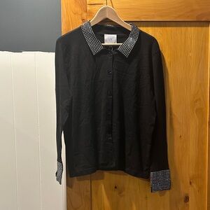 Black Cardigan with Rhinestone Collar and Cuffs